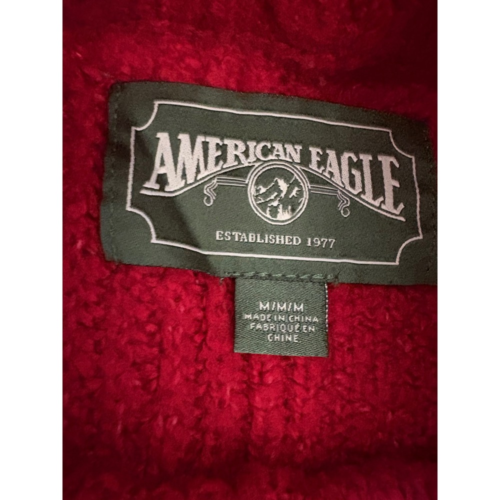 American Eagle Red Knit Patchwork Sweater Mock Ne… - image 3